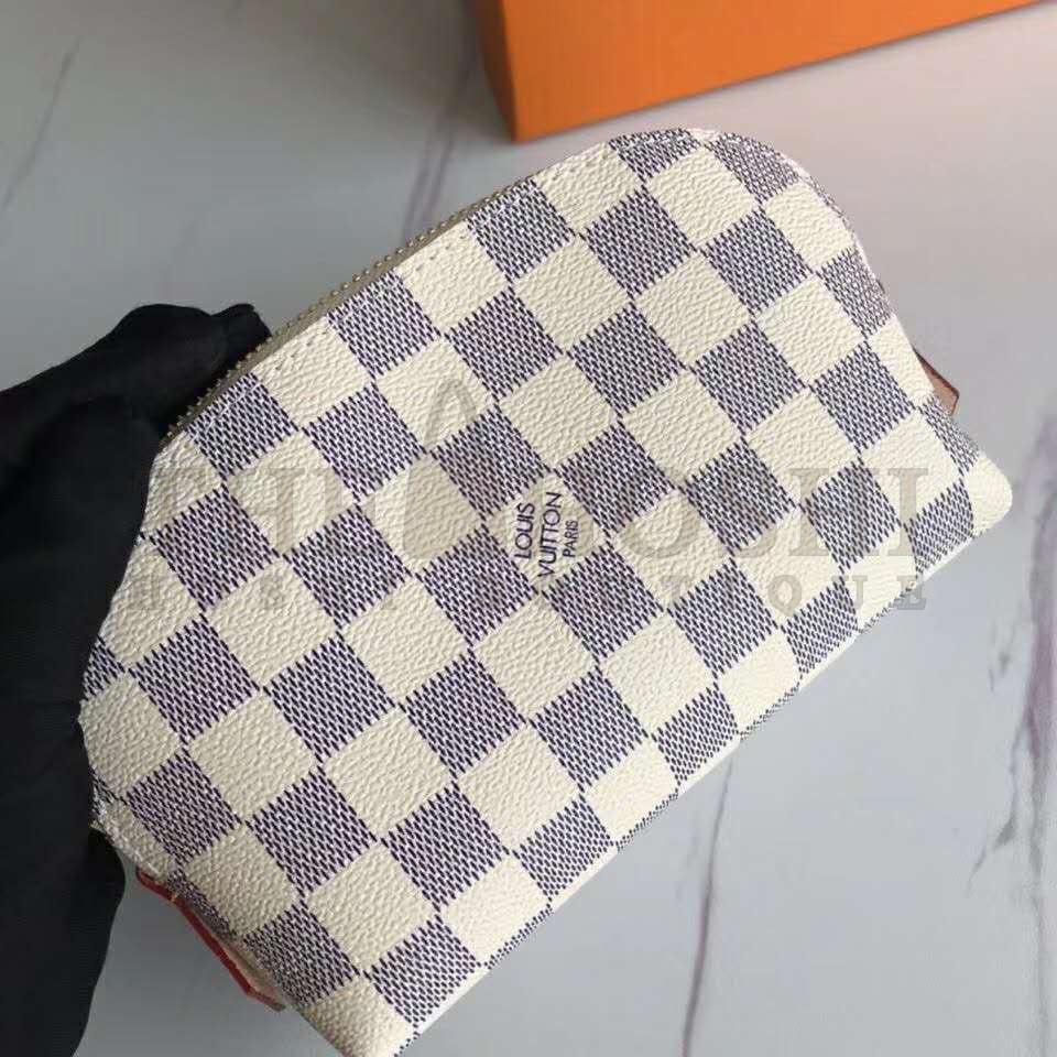 L0vis Vvtt0n LV Women Cosmetic Pouch Damier Azur Canvas-Grey Master Quality