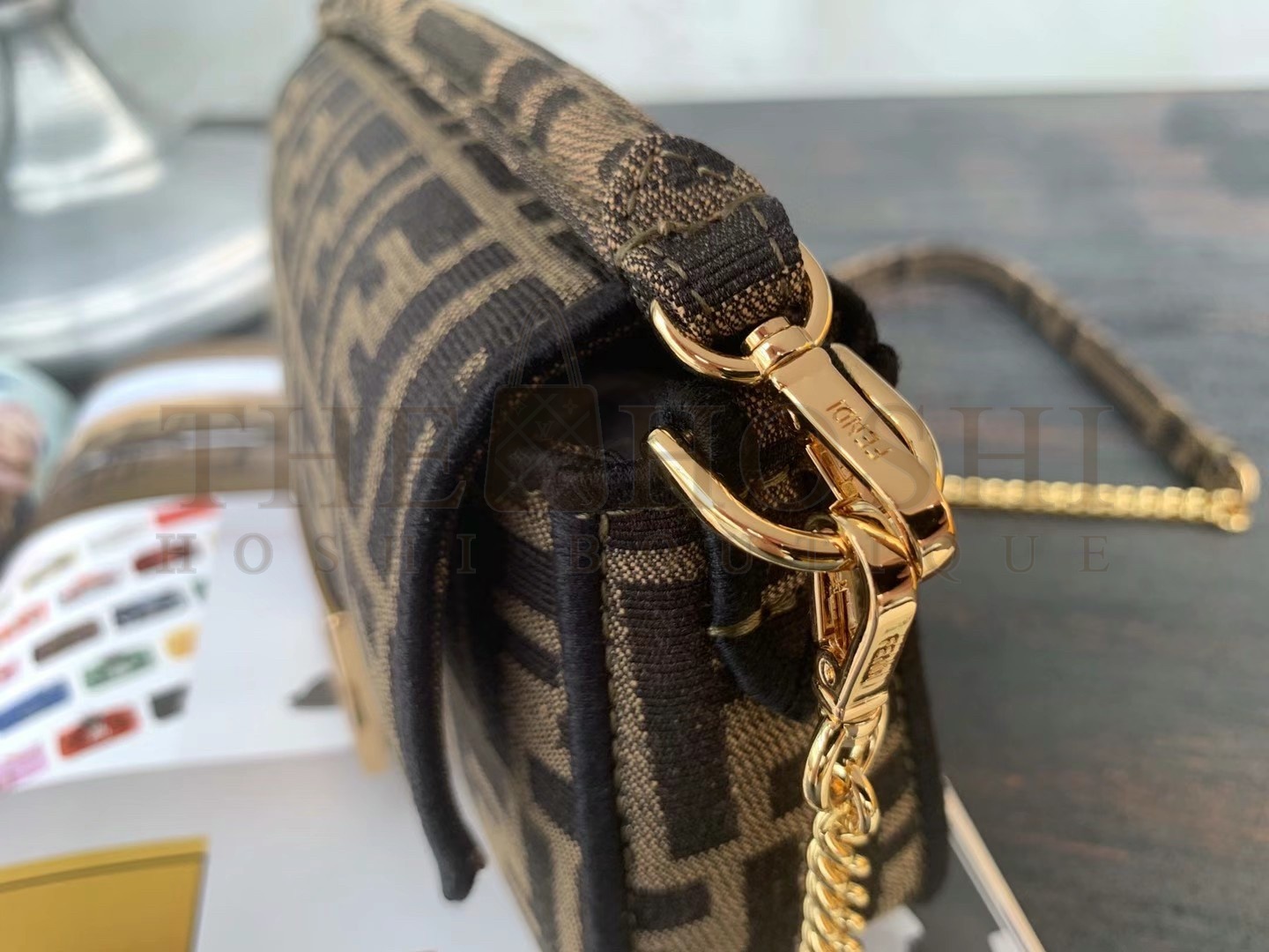 F**di Small Baguette Bag In Brown FF Jacquard Fabric Master Quality