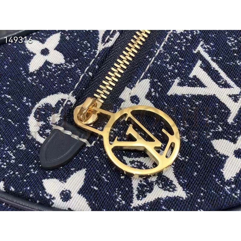 L0vis Vvtt0n LV Women Half-Moon Loop Baguette Handbag Navy Blue Denim Jacquard Master Quality