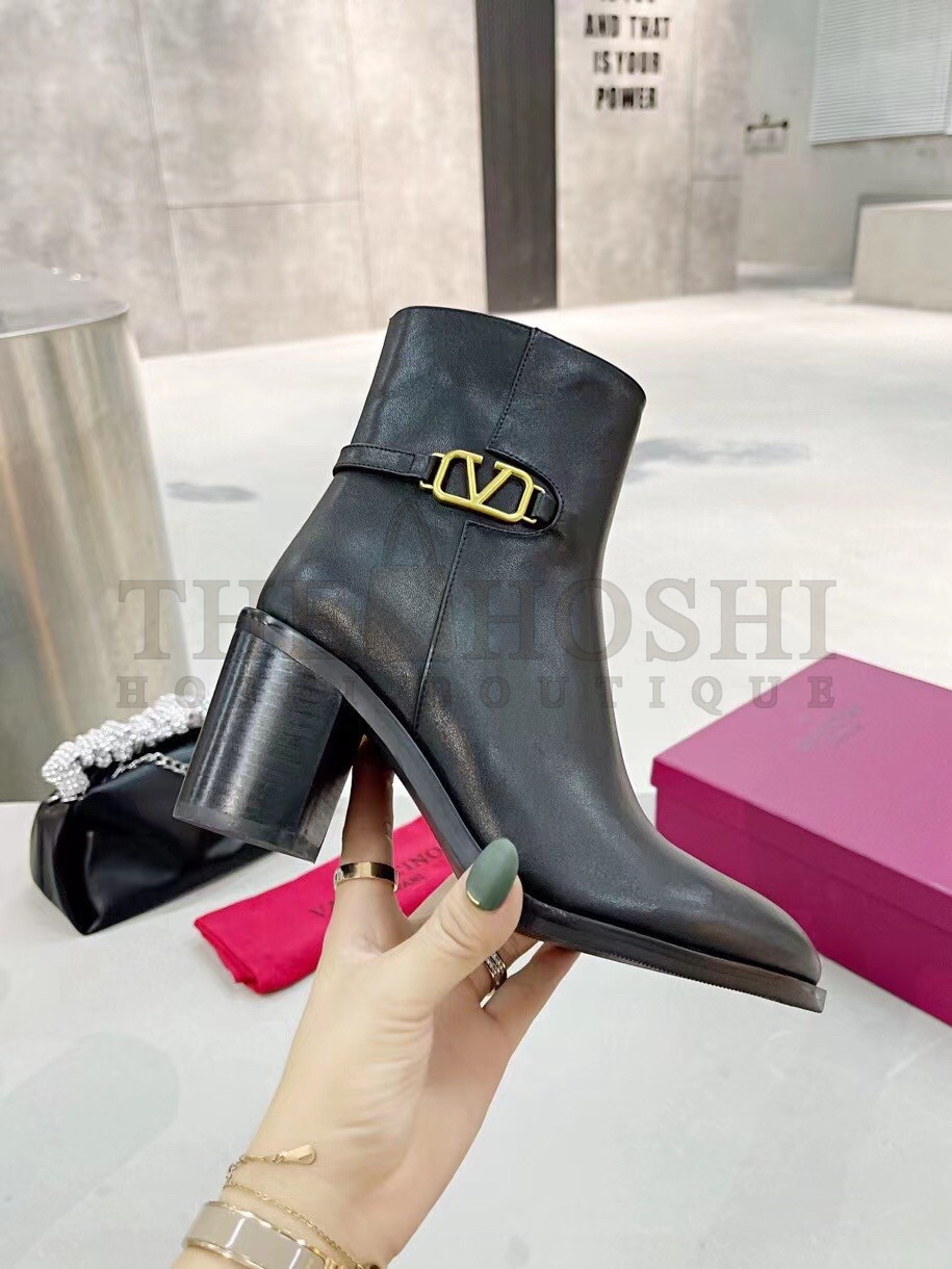 Va1e*ntin0 VLogo Ankle Boots 75mm In Black Leather Master Quality