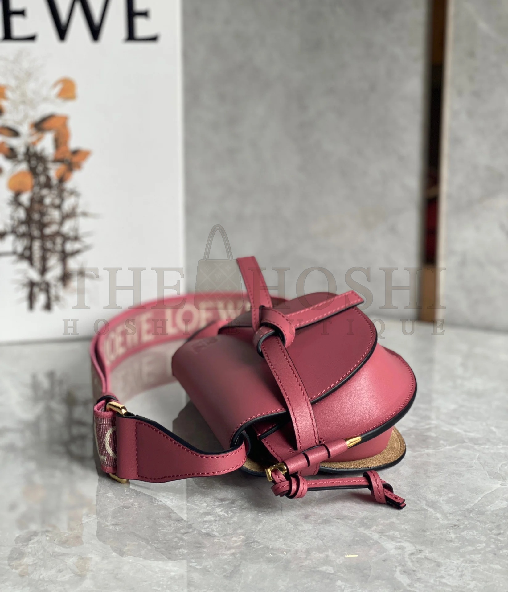 L0ew* Mini Gate Dual Bag In Plumrose Calfskin Master Quality