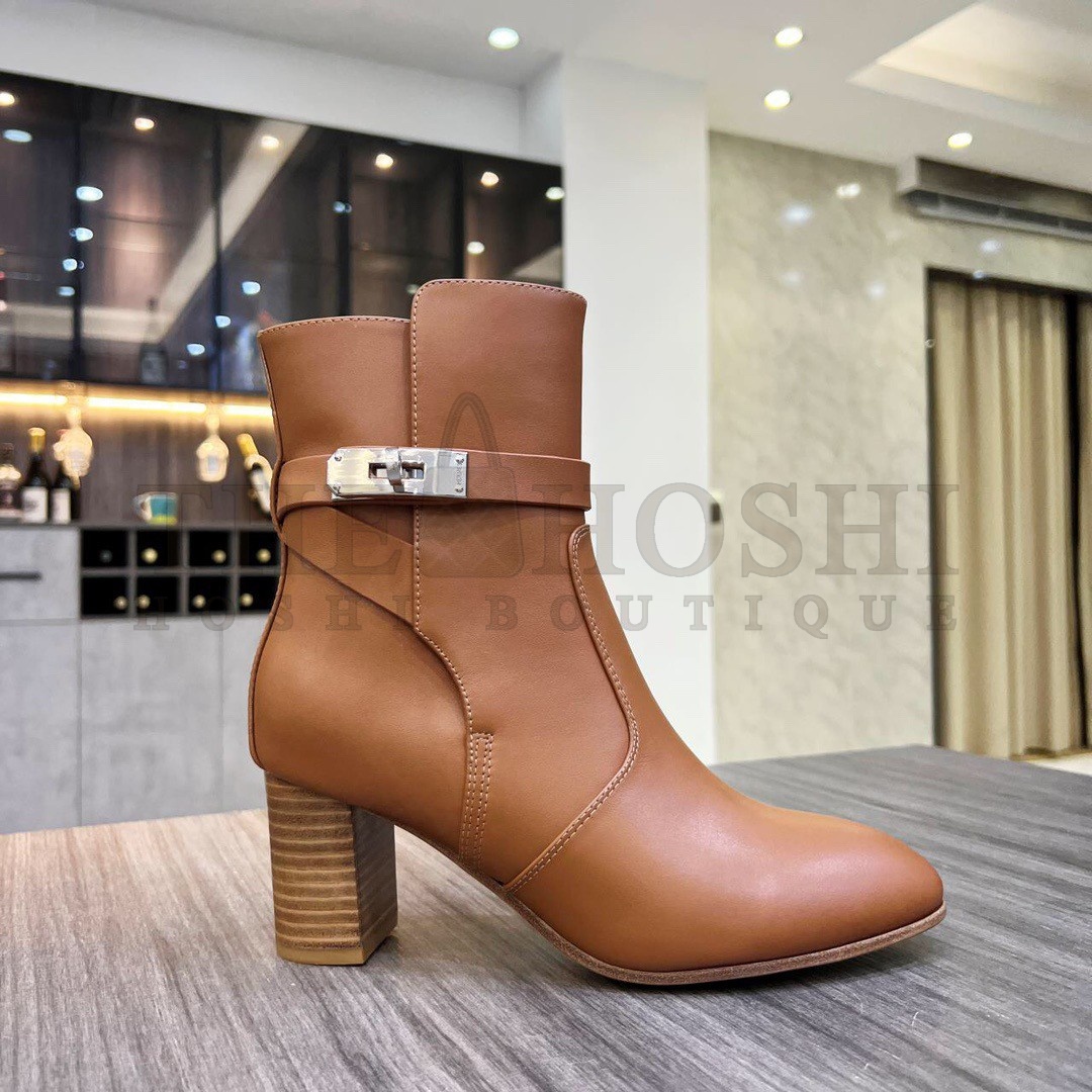 H**me5 Frenchie 50mm Ankle Boots In Brown Calfskin Master Quality