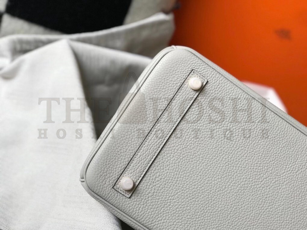 H**me5 Birkin 35 Bag in Pearl Grey Clemence Leather with GHW Master Quality