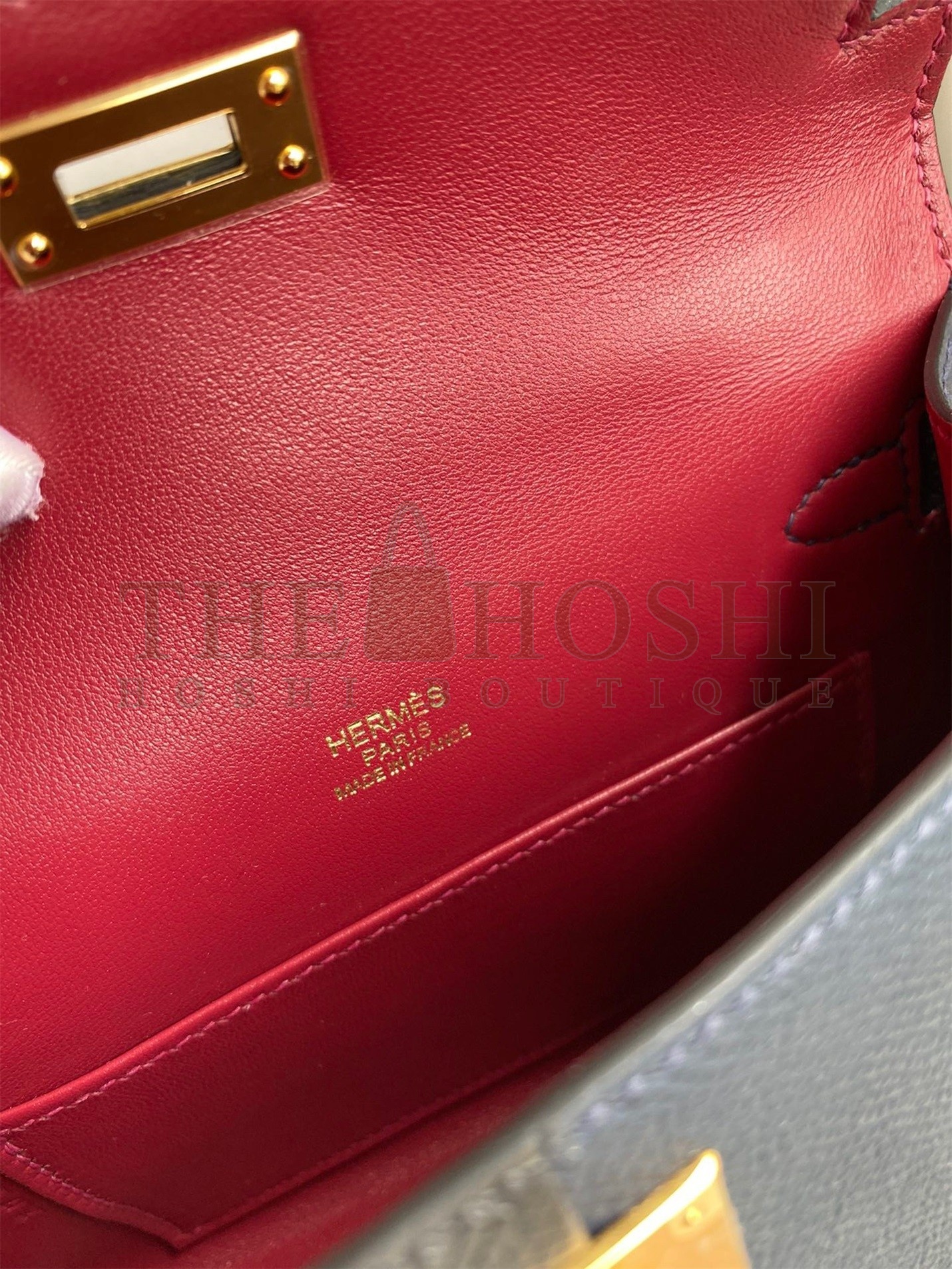 H**me5 Kelly Mini II Sellier Tri-color Bag In Black/Blue Indigo/Red Calfskin Master Quality