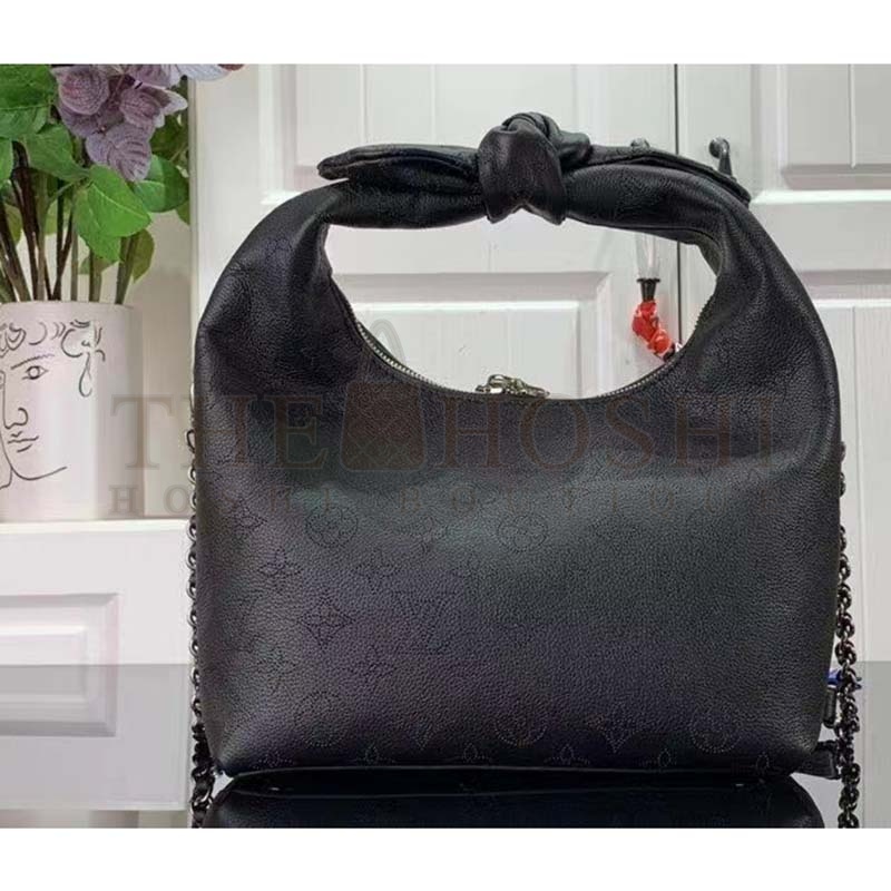 L0vis Vvtt0n LV Women Why Knot PM Handbag Black Perforated Mahina Calf Leather Master Quality