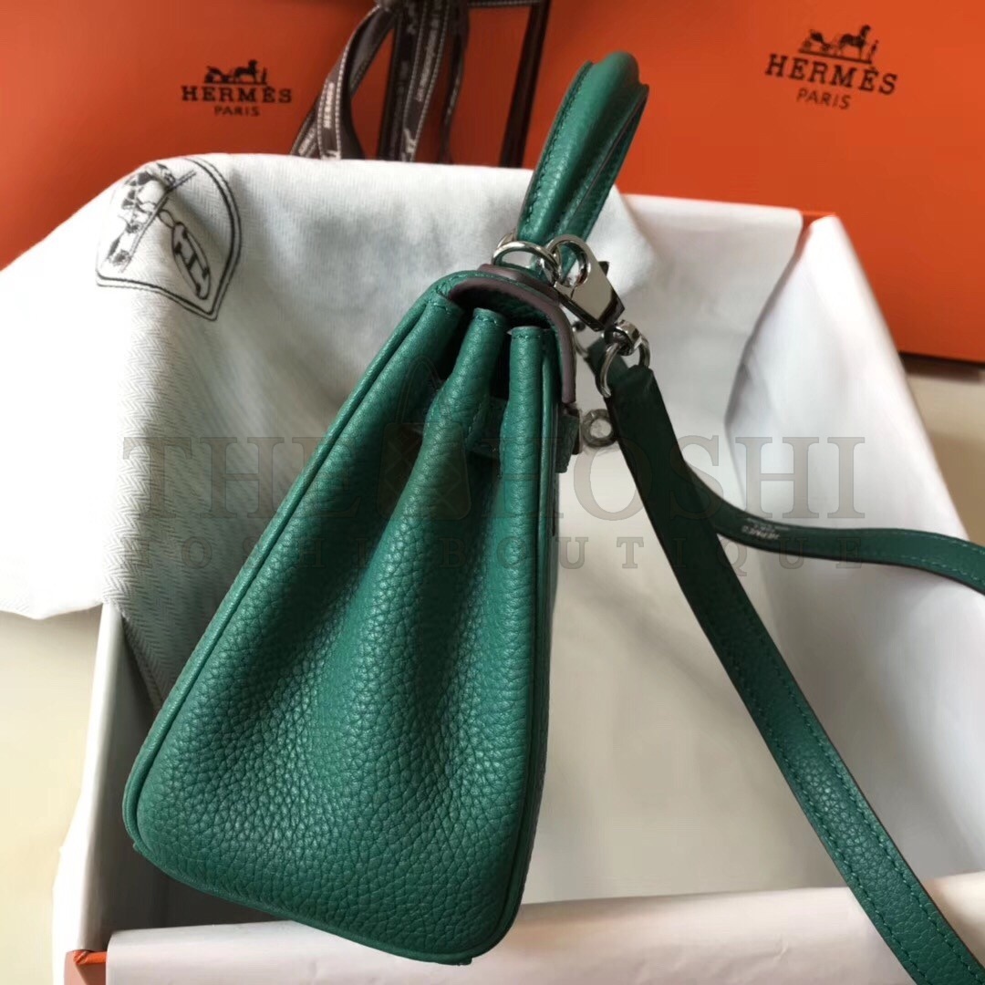 H**me5 Mini Kelly 20cm Bag In Malachite Clemence Leather Master Quality