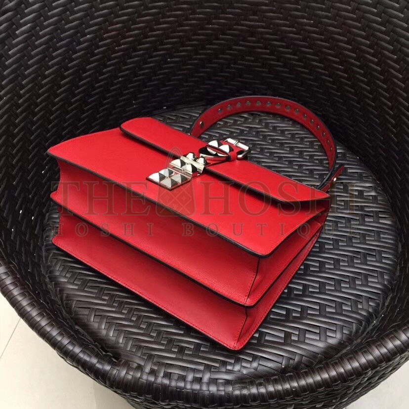 Pra*a Elektra Shoulder Bag In Red Calfskin Master Quality