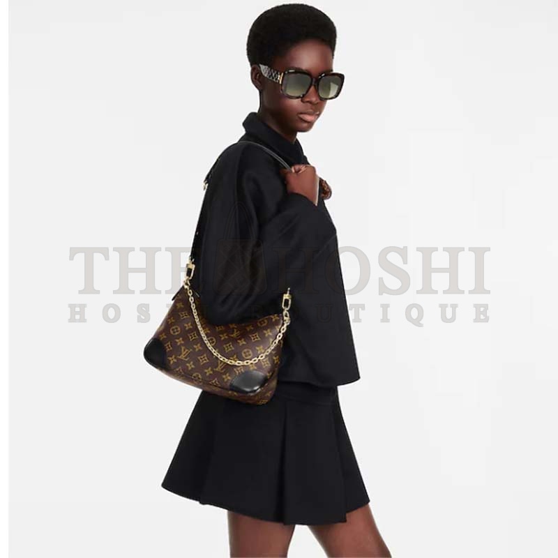 L0vis Vvtt0n LV Women Boulogne Handbag Black Brown Monogram Coated Canvas M45831 Master Quality