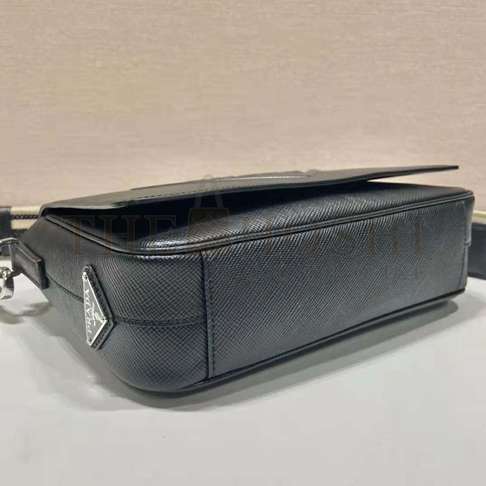 Pra*a Women Saffiano Leather Shoulder Bag with Sleek-Black Master Quality
