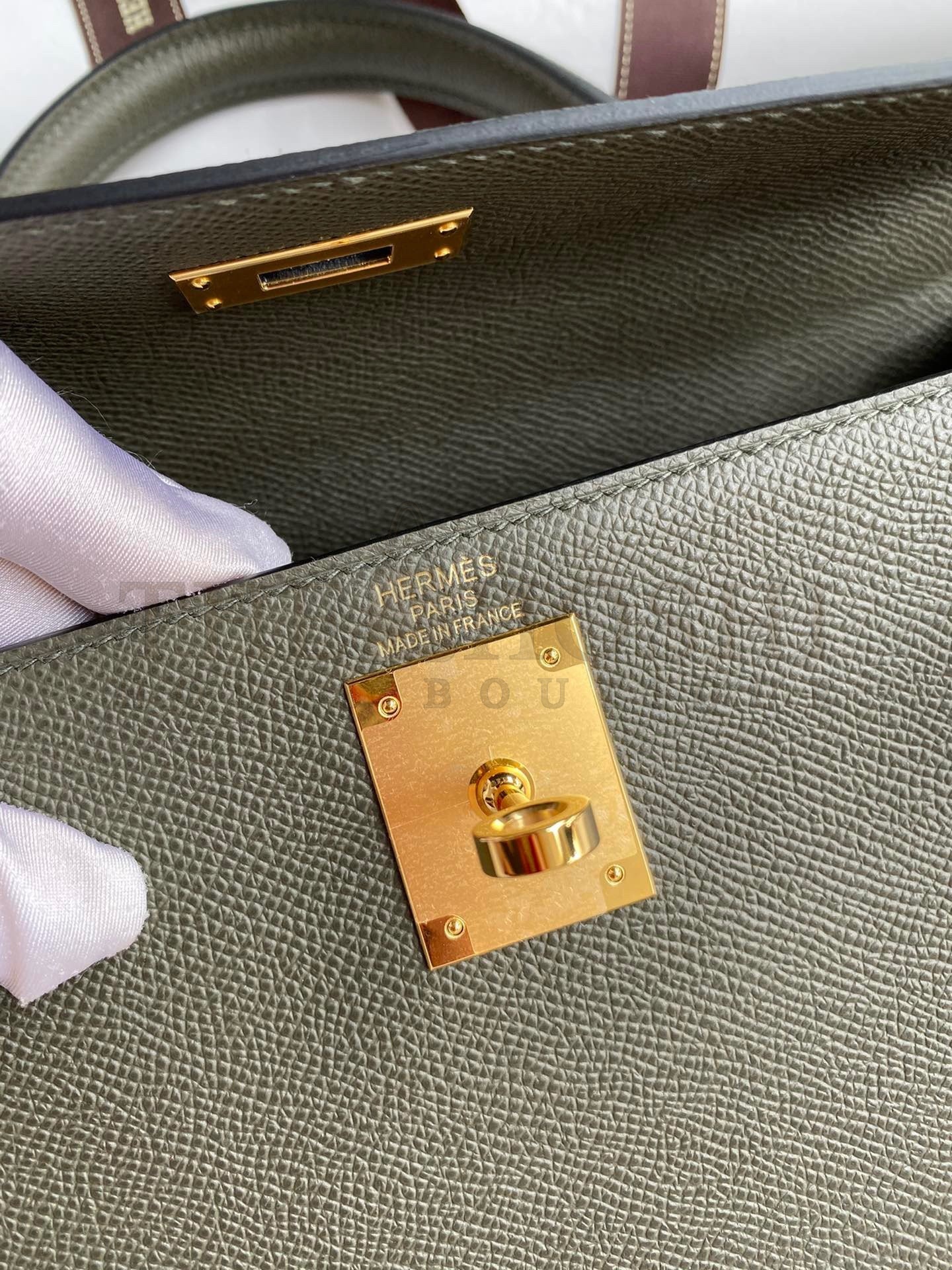 H**me5 Kelly Sellier 28 Handmade Bag In Vert De Gris Epsom Calfskin Master Quality