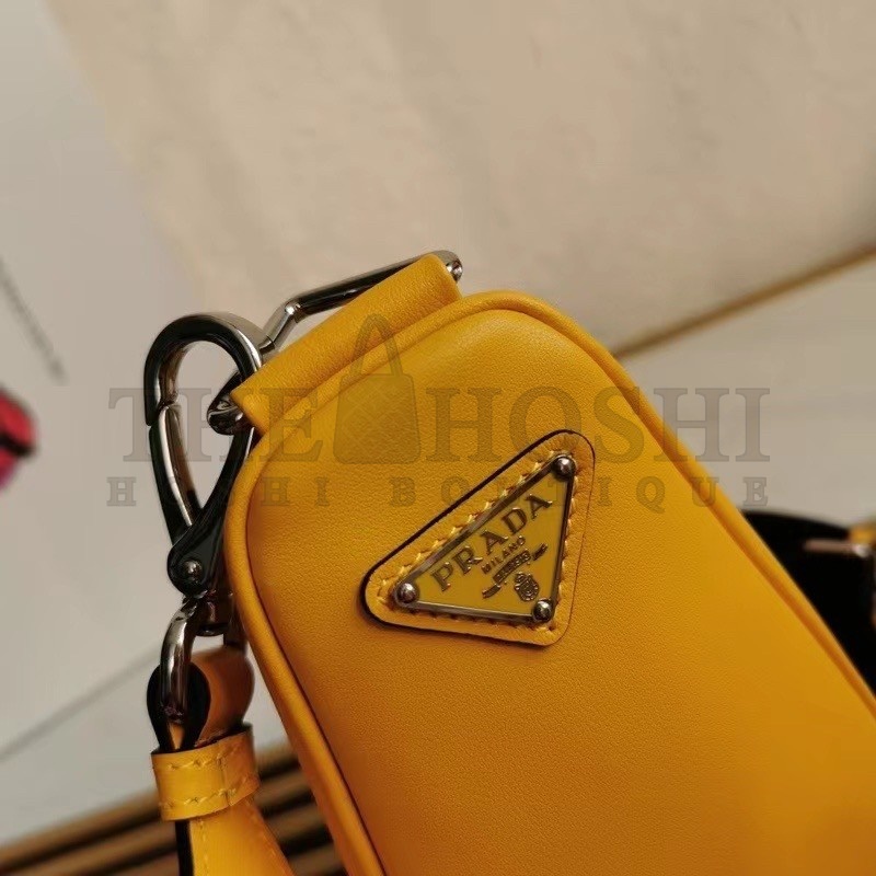 Pra*a Triangle Shoulder Bag In Yellow Leather Master Quality