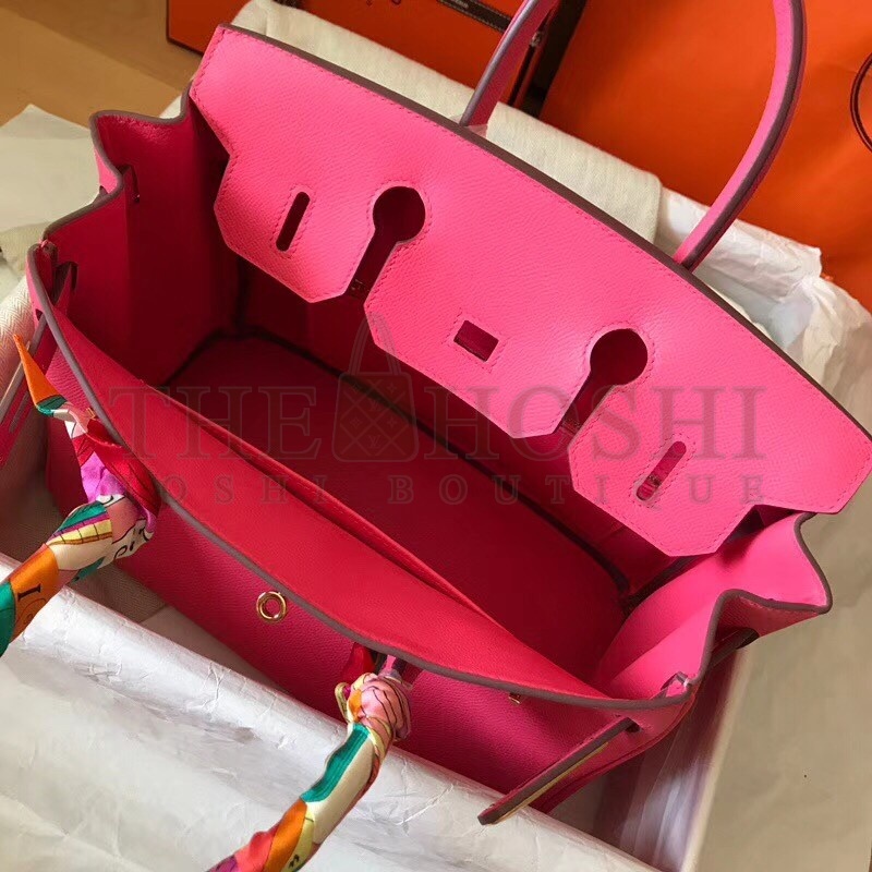 H**me5 Rose Lipstick Birkin 30cm Epsom Handmade Bag Master Quality
