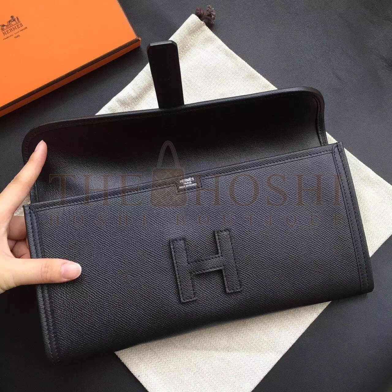 H**me5 Black Epsom Jige Elan 29 Clutch Bag Master Quality