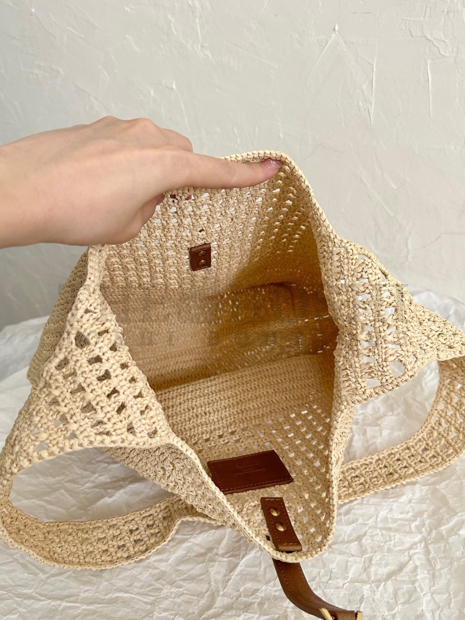 Sa1nt Lau*nt Le 5 A 7 Medium Tote Bag in Naturel Raffia Master Quality