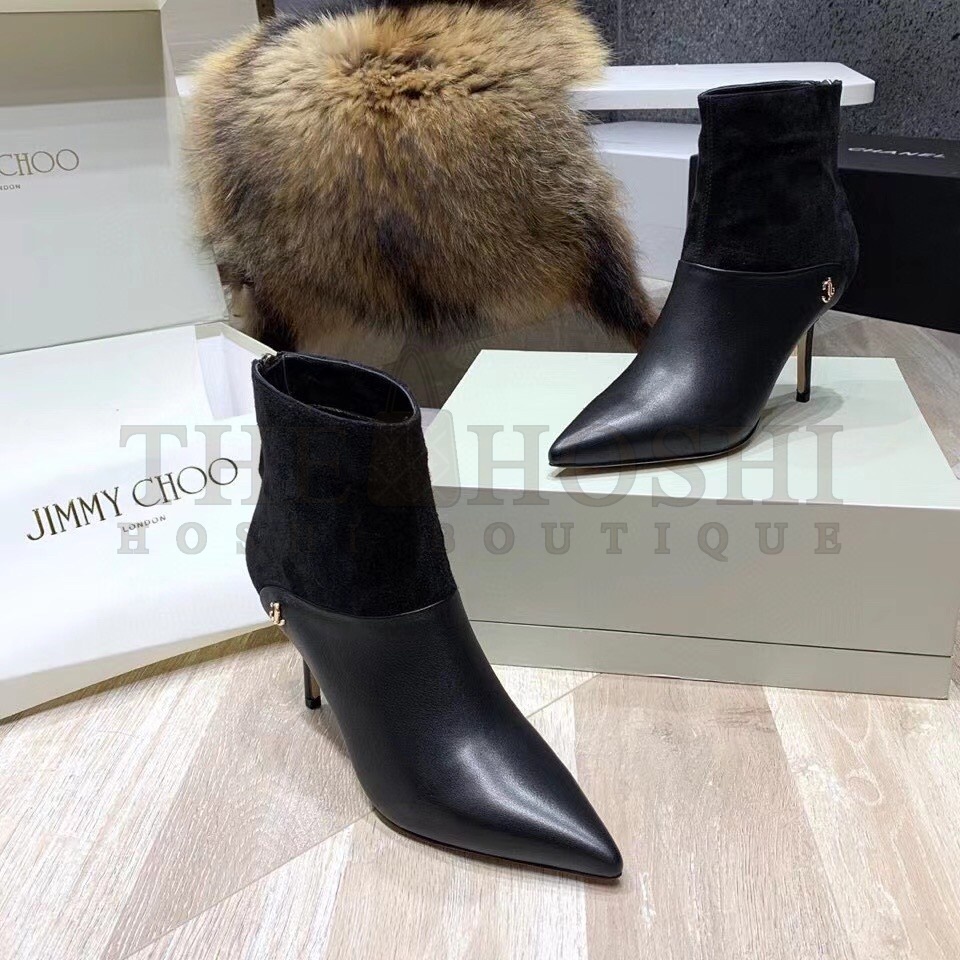 J1m*y Ch00 Beyla 85mm Ankle Boots In Black Leather Master Quality