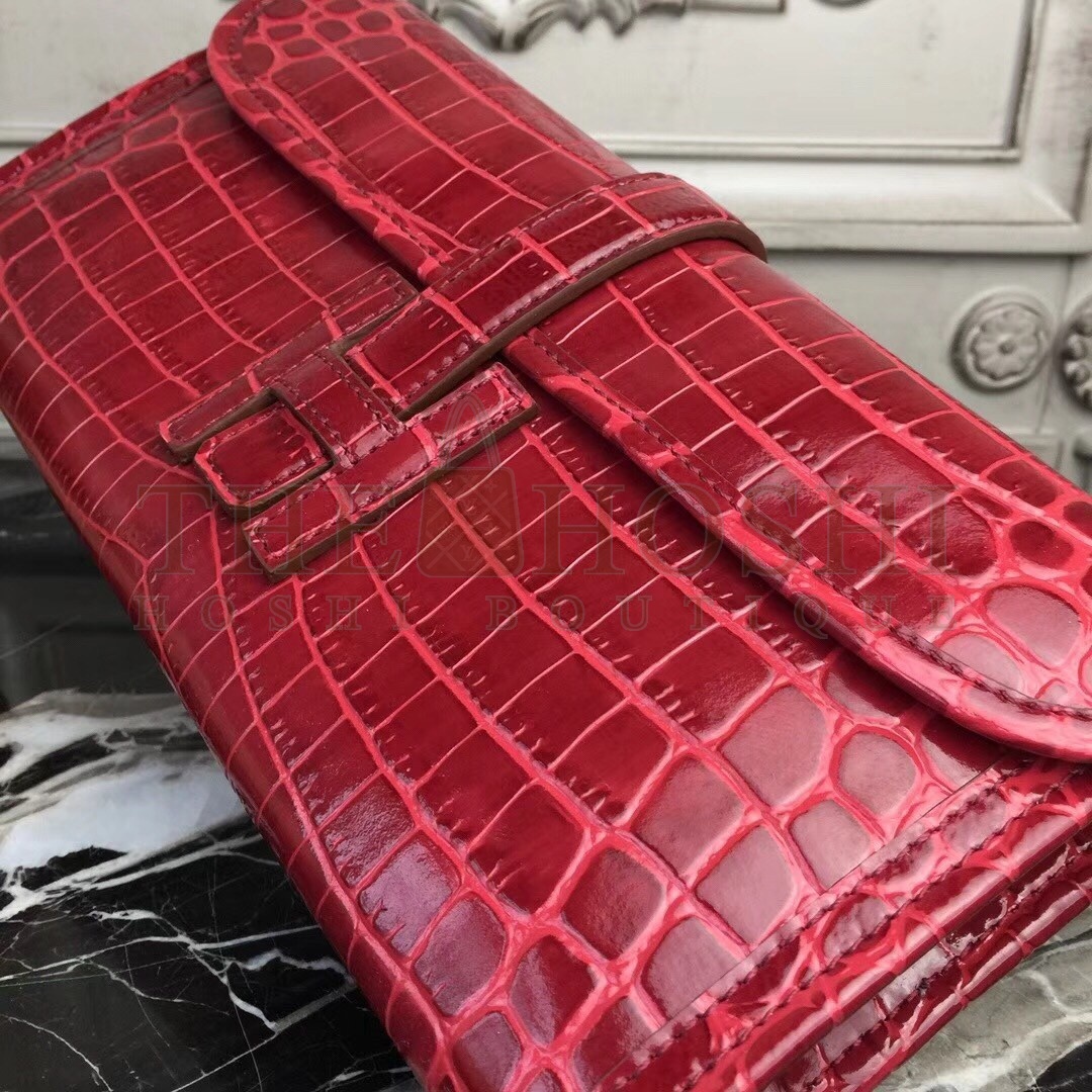 H**me5 Jige Elan 29 Clutch In Dark Red Crocodile Leather Master Quality