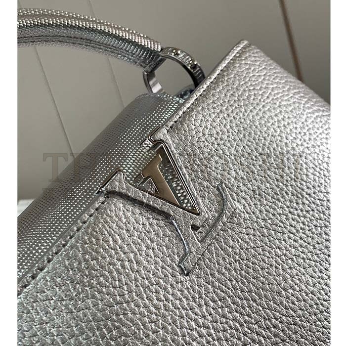 L0vis Vvtt0n LV Women Capucines BB Handbag Etain Metallic Gray Taurillon Leather Master Quality