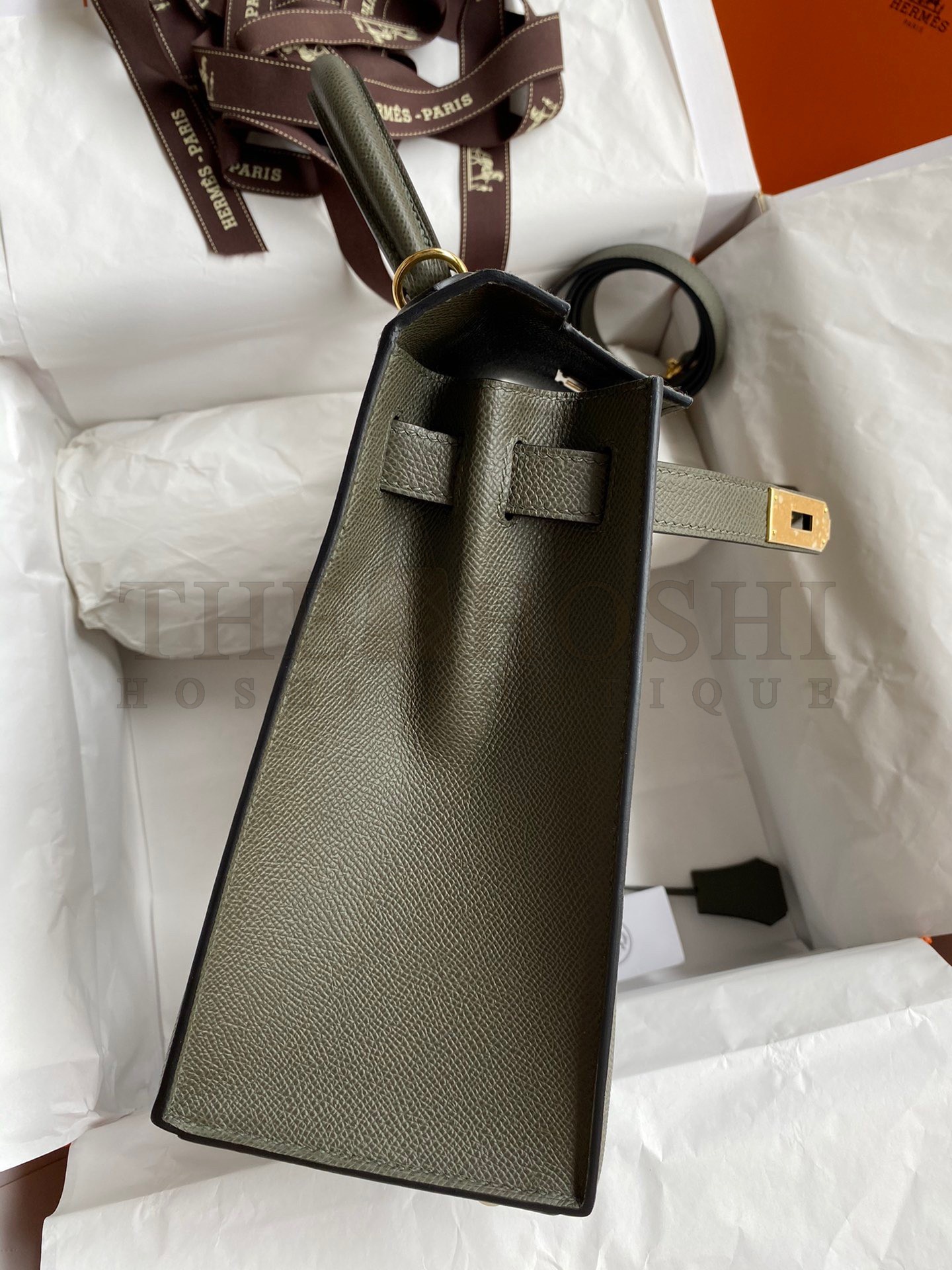 H**me5 Kelly Sellier 28 Handmade Bag In Vert De Gris Epsom Calfskin Master Quality