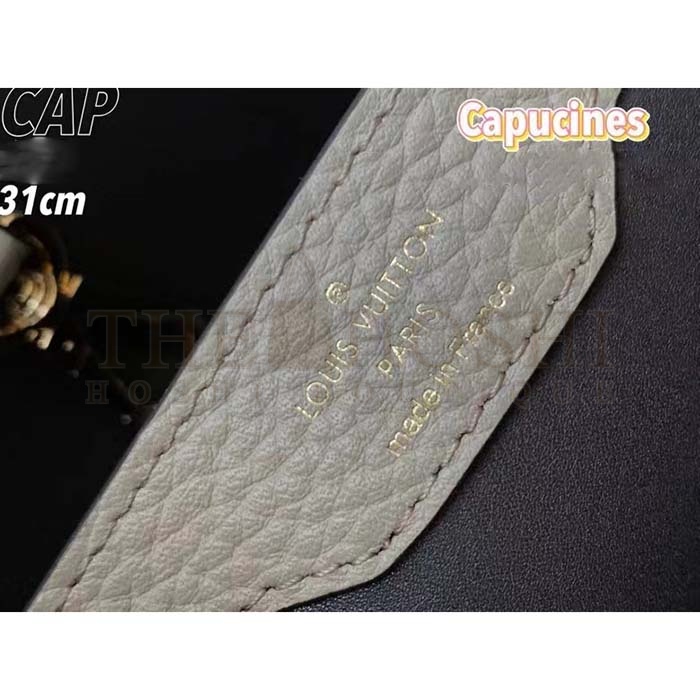 L0vis Vvtt0n LV Women Capucines MM Handbag Galet Gray Taurillon Cowhide Leather Master Quality