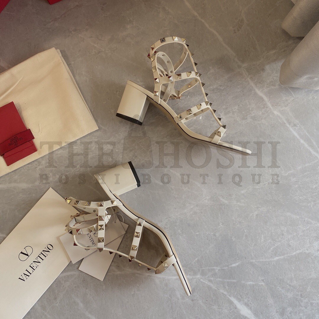 Va1e*ntin0 Rockstud Ankle Strap Sandals 60mm In Poudre Calfskin Master Quality