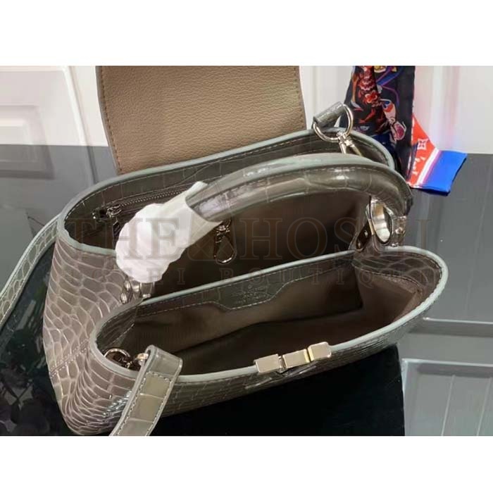 L0vis Vvtt0n LV Women Capucines BB Handbag Grey Crocodilien Brillant Savoir Faire Master Quality