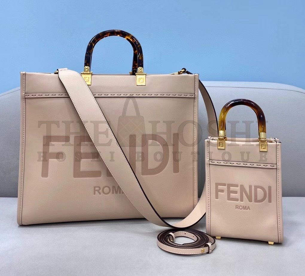 F**di Sunshine Medium Tote Bag In Beige Calfskin Master Quality