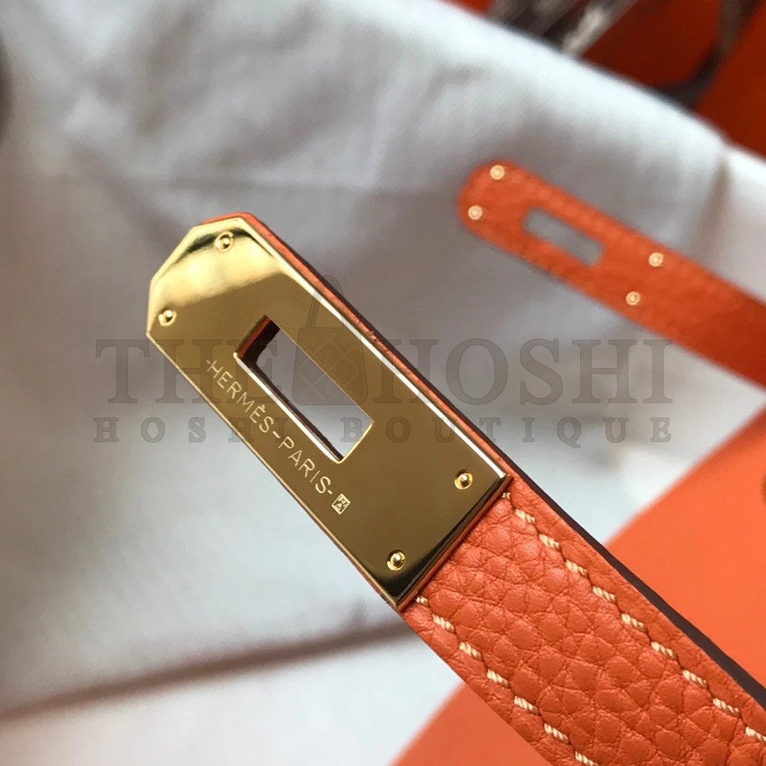 H**me5 Kelly 28cm Retourne Bag in Orange Clemence Leather GHW Master Quality