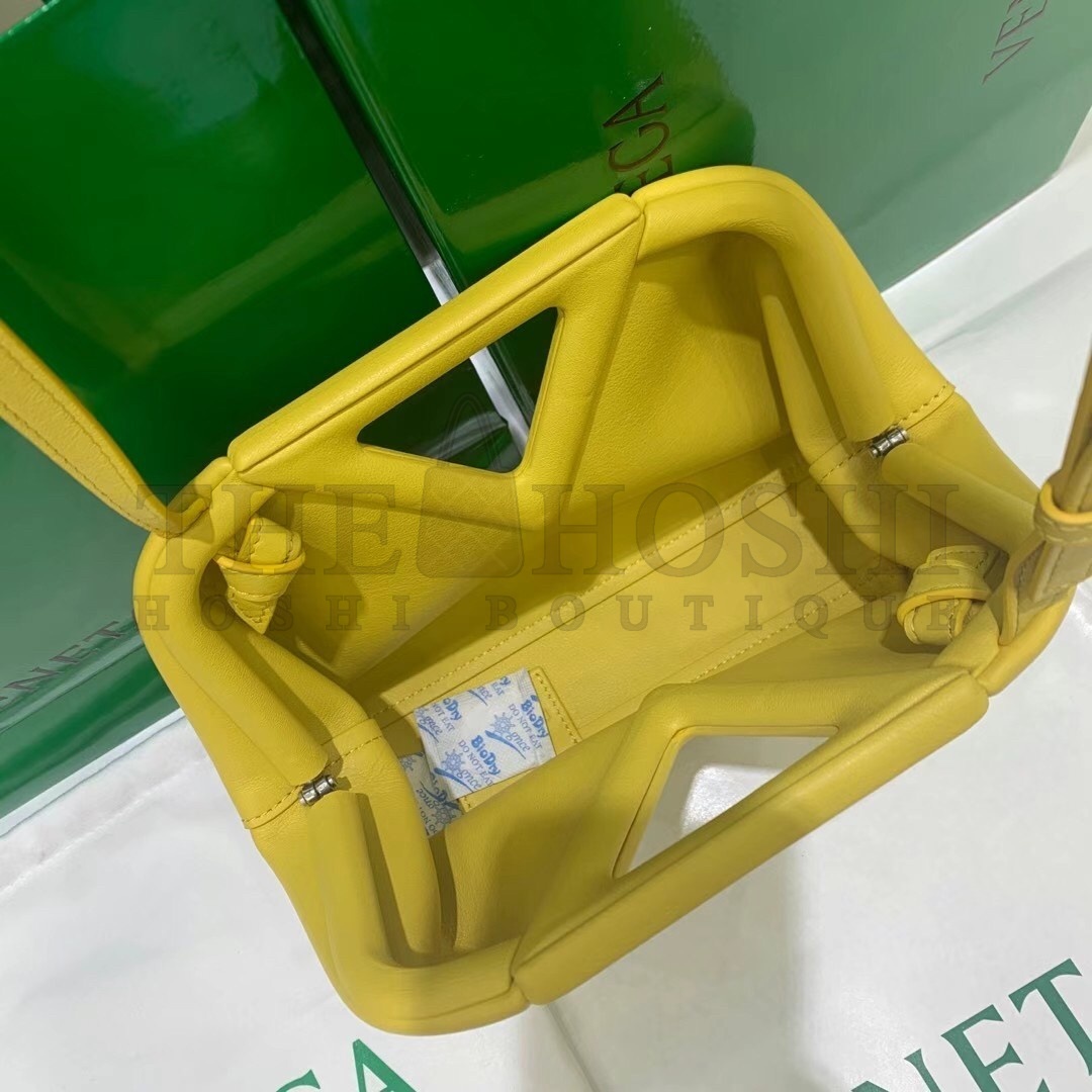B0tt*ga Ven*ta Small Point Top Handle Bag In Yellow Leather Master Quality
