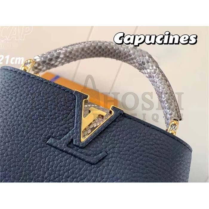 L0vis Vvtt0n LV Women Capucines Mini Handbag Navy Taurillon Leather Python Skin Master Quality