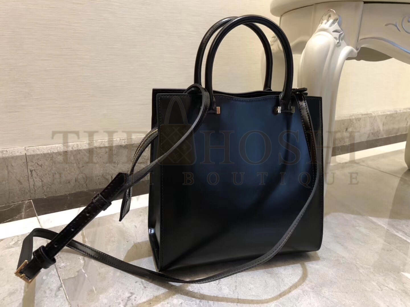 Sa1nt Lau*nt Uptown Small Tote In Black Smooth Leather Master Quality
