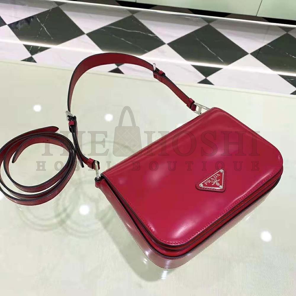 Pra*a Women Brushed Leather Shoulder Bag-Red Master Quality