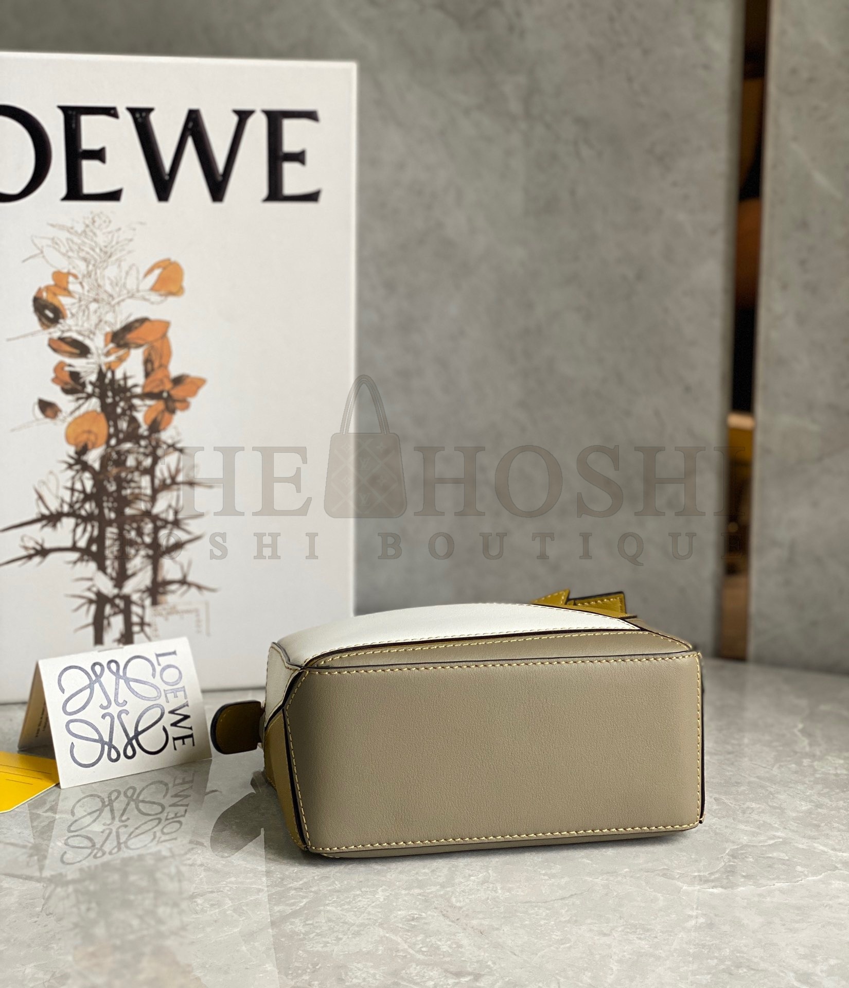 L0ew* Puzzle Mini Bag In Ochre/White/Taupe Calfskin Master Quality