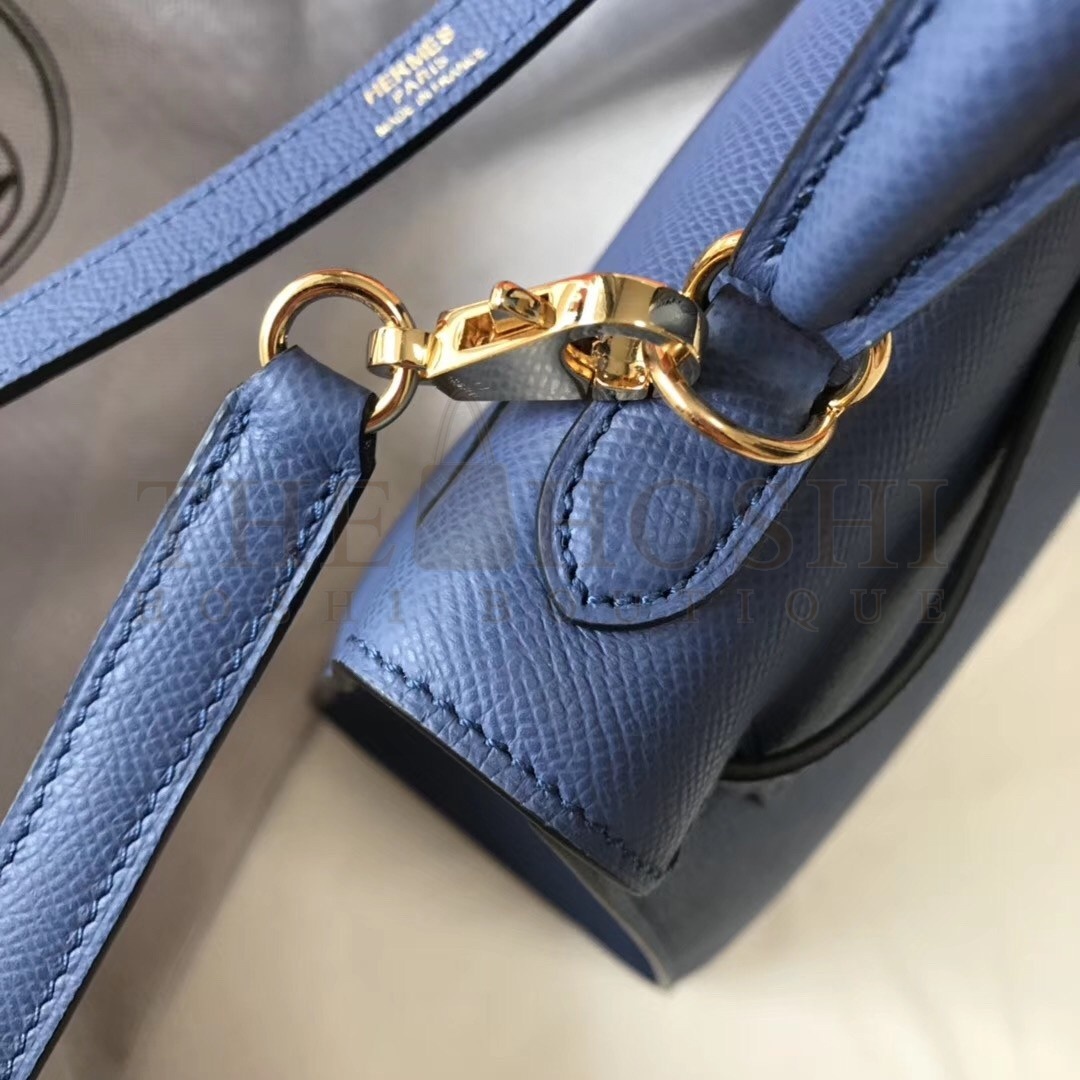 H**me5 Kelly 25cm Sellier Bag In Agate Blue Epsom Leather Master Quality