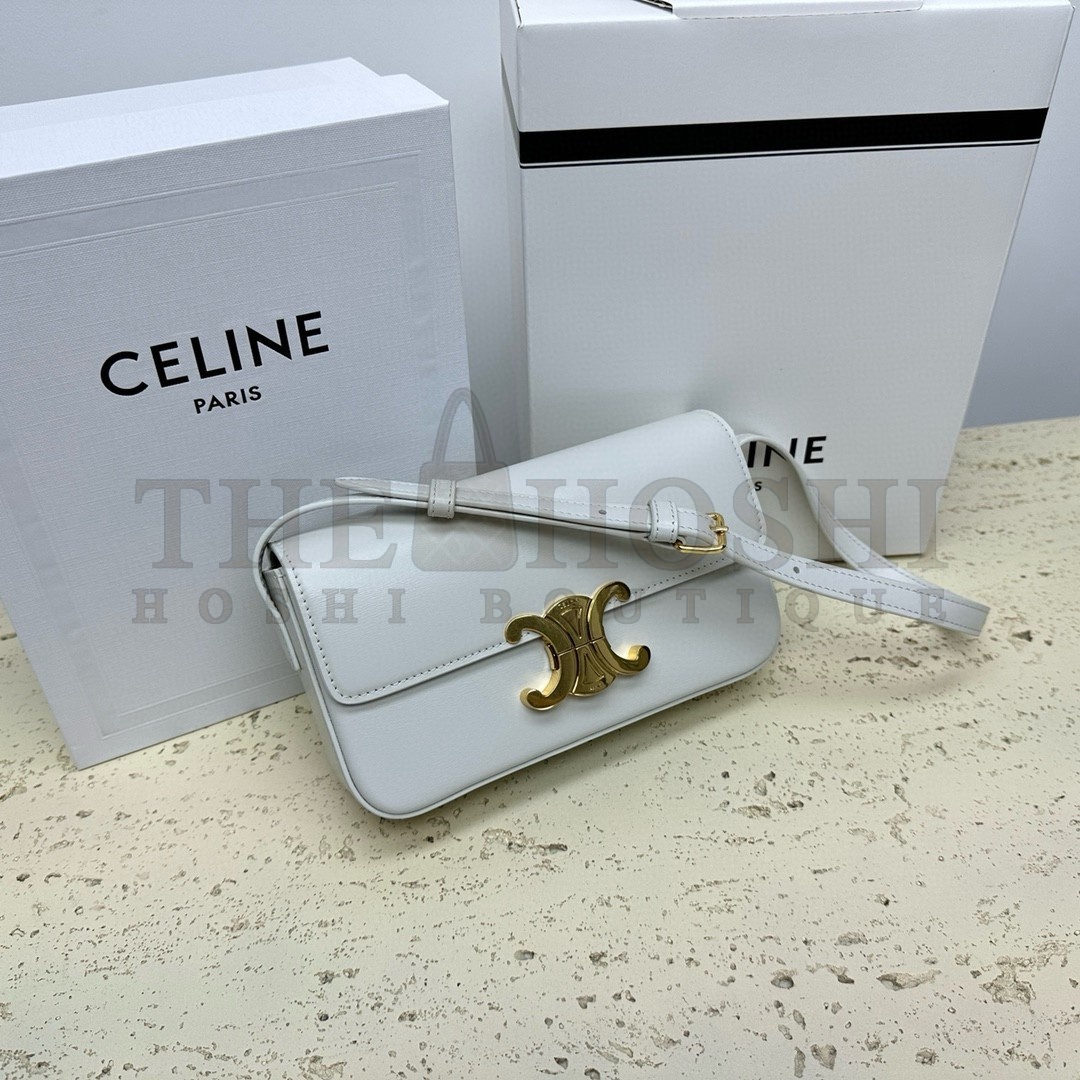 Ce1i*e Claude Shoulder Bag in White Calfskin Master Quality