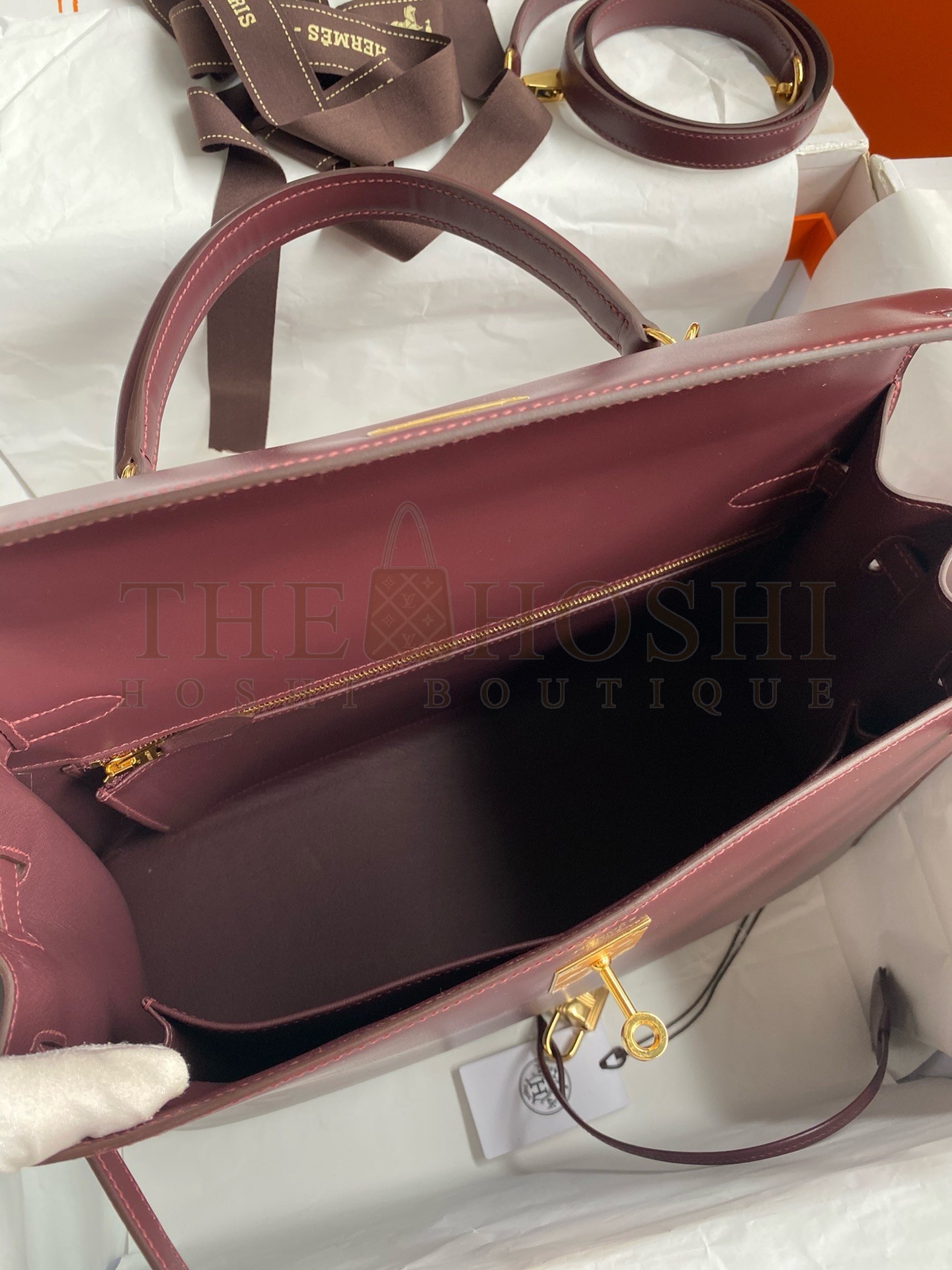 H**me5 Kelly Sellier 35 Handmade Bag In Bordeaux Box Calfskin Master Quality
