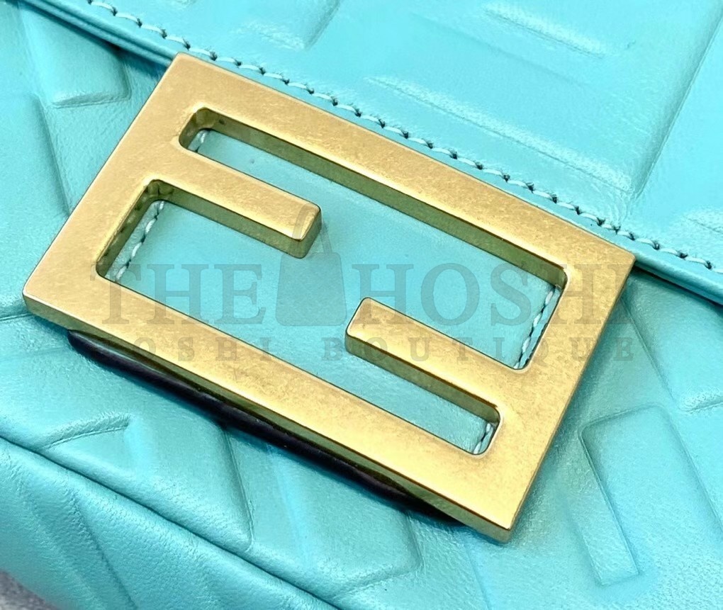 F**di Small Baguette Bag In Blue FF Nappa Leather Master Quality