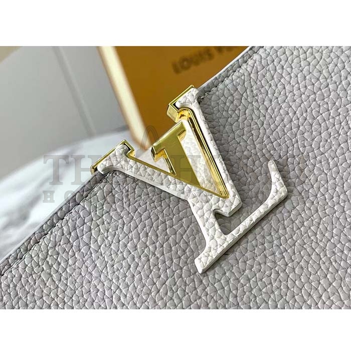 L0vis Vvtt0n LV Women Capucines MM Handbag Steeple Gray Greige Taurillon Leather Master Quality