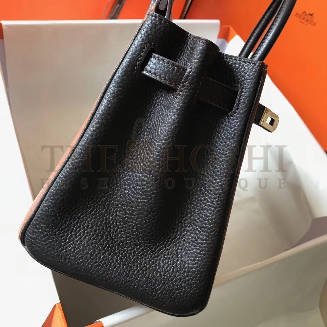 H**me5 Bi-Color Birkin 25cm Bag In Brown/Black Clemence Leather Master Quality