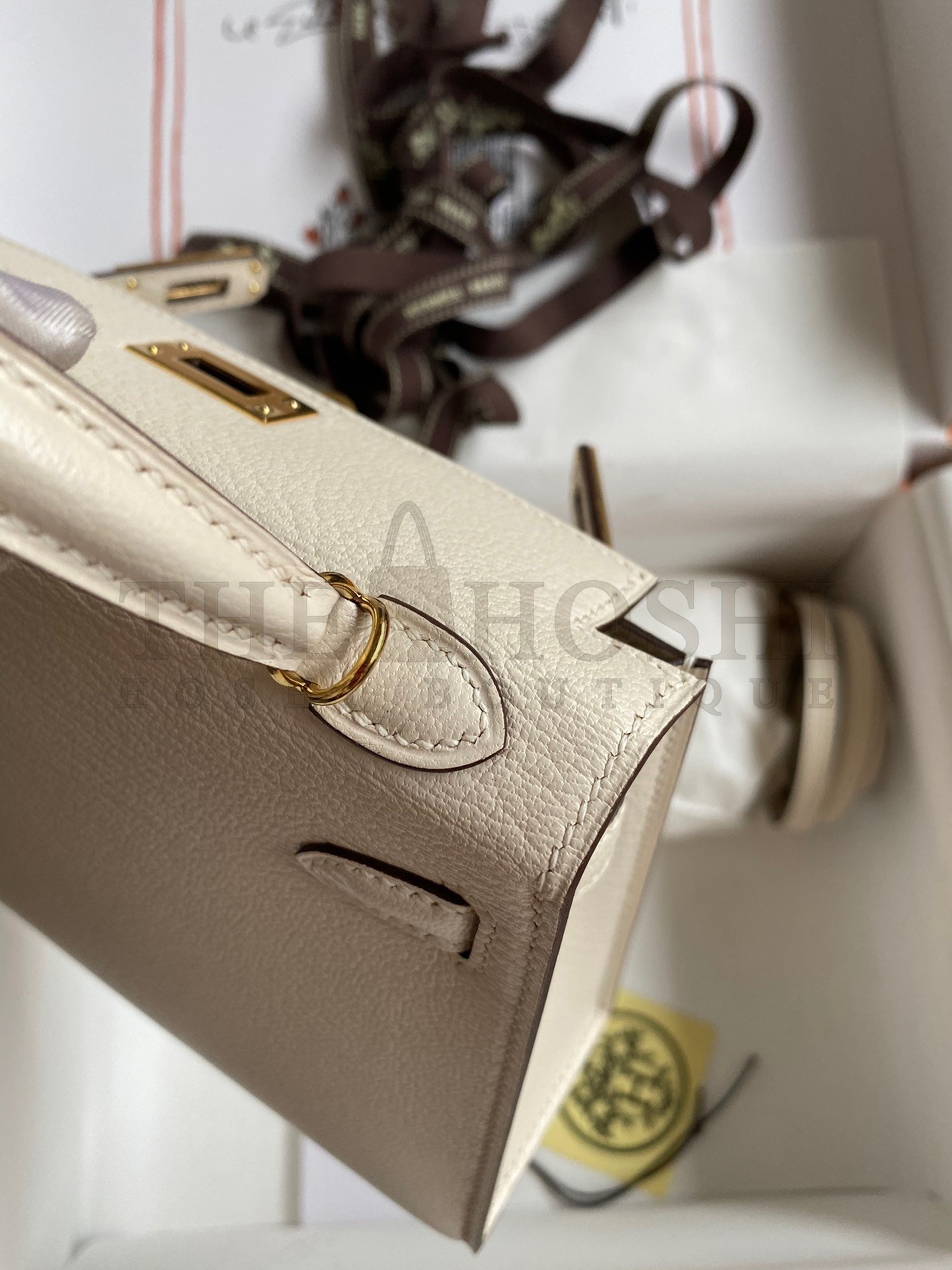 H**me5 Kelly Mini II Sellier Handmade Bag In Nata Chevre Mysore Leather Master Quality