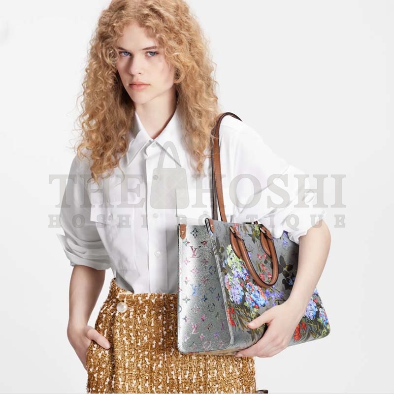 L0vis Vvtt0n LV Women OnTheGo MM Tote Silver Coated Canvas Cowhide Leather Master Quality