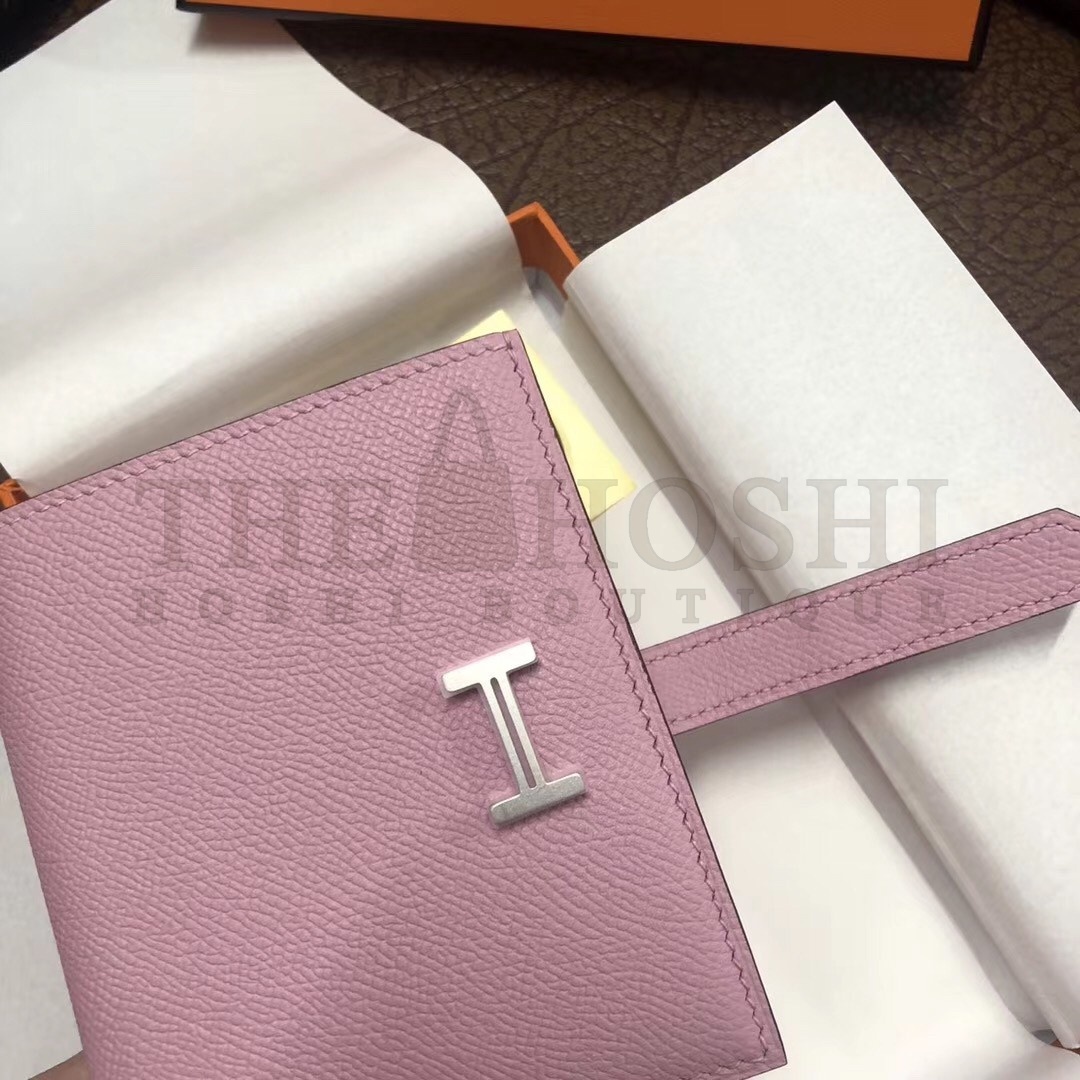 H**me5 Bearn Compact Wallet In Pink Epsom Leather Master Quality