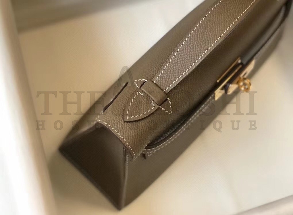 H**me5 Kelly Pochette Bag In Taupe Grey Epsom Leather Master Quality