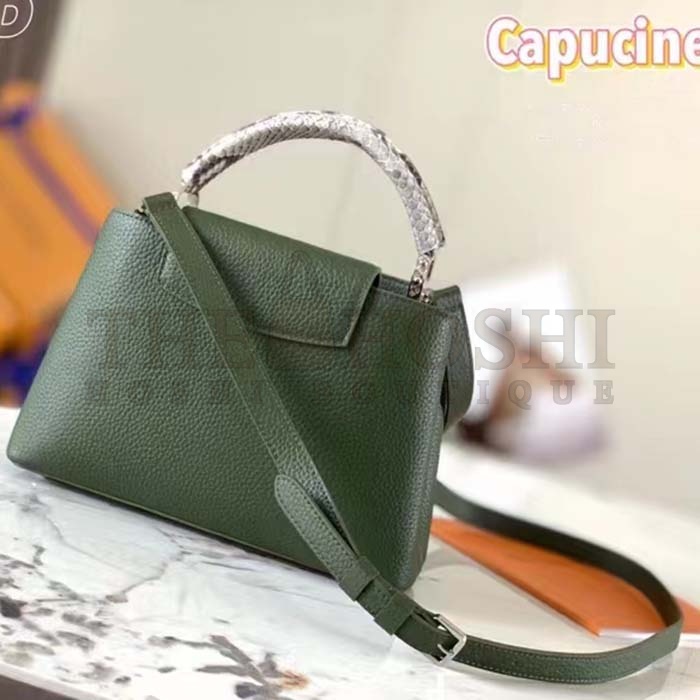 L0vis Vvtt0n LV Women Capucines MM Handbag Taurillon Cowhide Leather Python Trim Master Quality