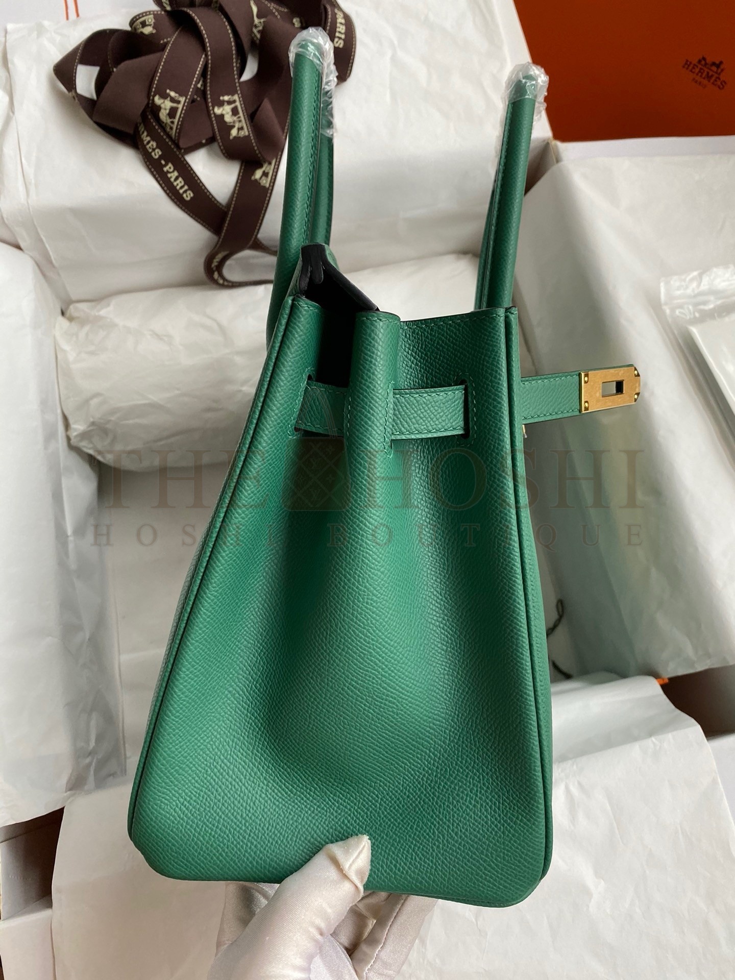 H**me5 Birkin 30 Retourne Handmade Bag In Malachite Epsom Calfskin Master Quality