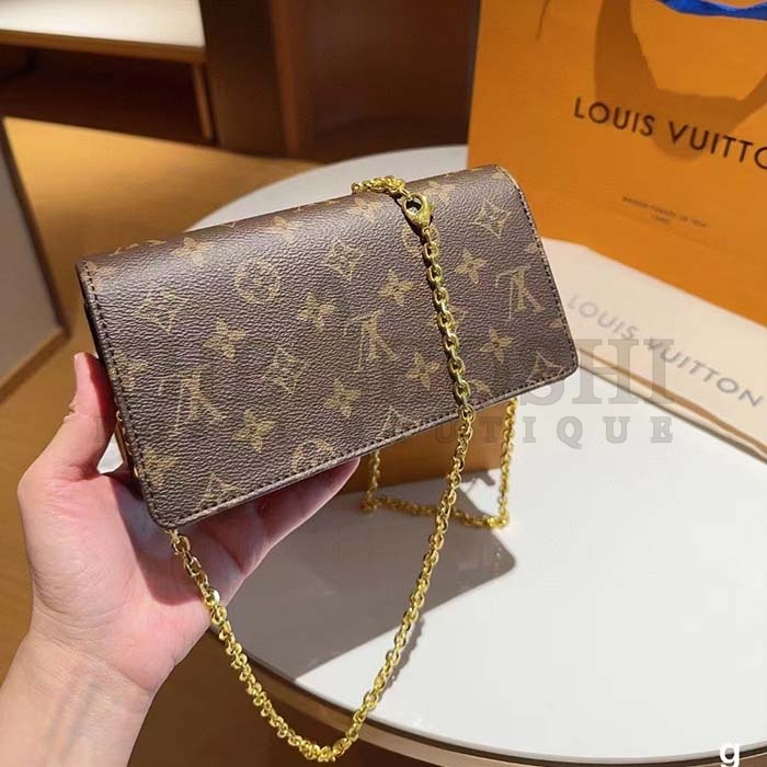 L0vis Vvtt0n LV Women Wallet On Chain Lily Monogram Coated Canvas Flap Closure Master Quality