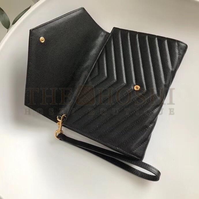 Sa1nt Lau*nt Monogram Clutch In Black Grained Leather Master Quality