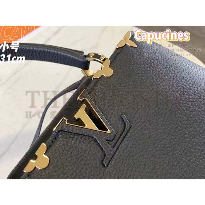 L0vis Vvtt0n LV Women Capucines MM Handbag Black Taurillon Calf Leather Master Quality