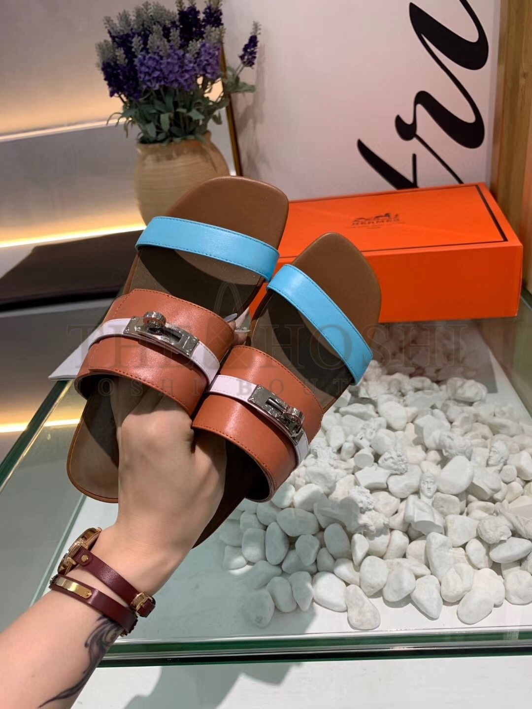 H**me5 Avenue Sandals In Multicolour Calfskin Master Quality