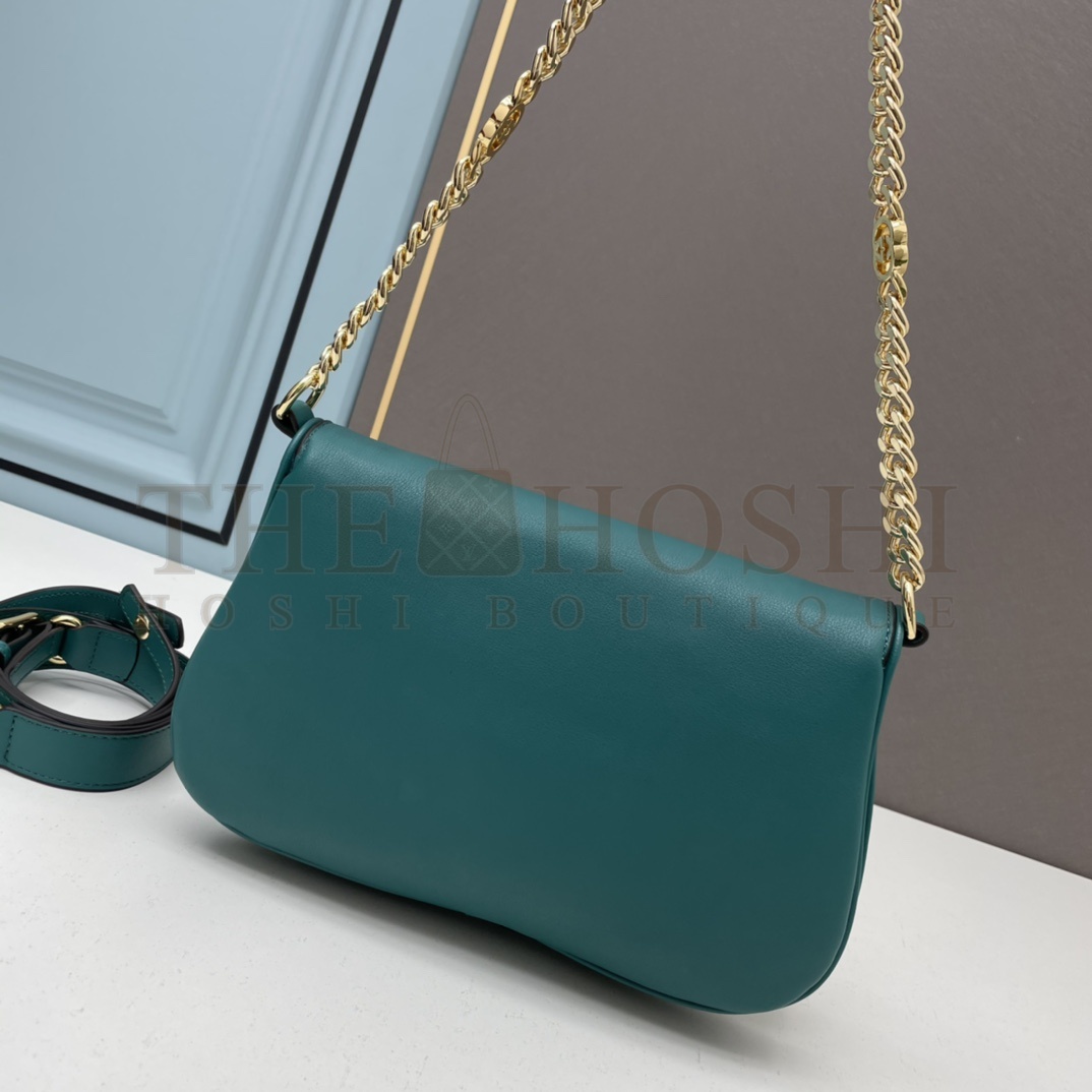 Gvc*1 Women GG Blondie Shoulder Bag Deep Blue Suede Interlocking G Master Quality