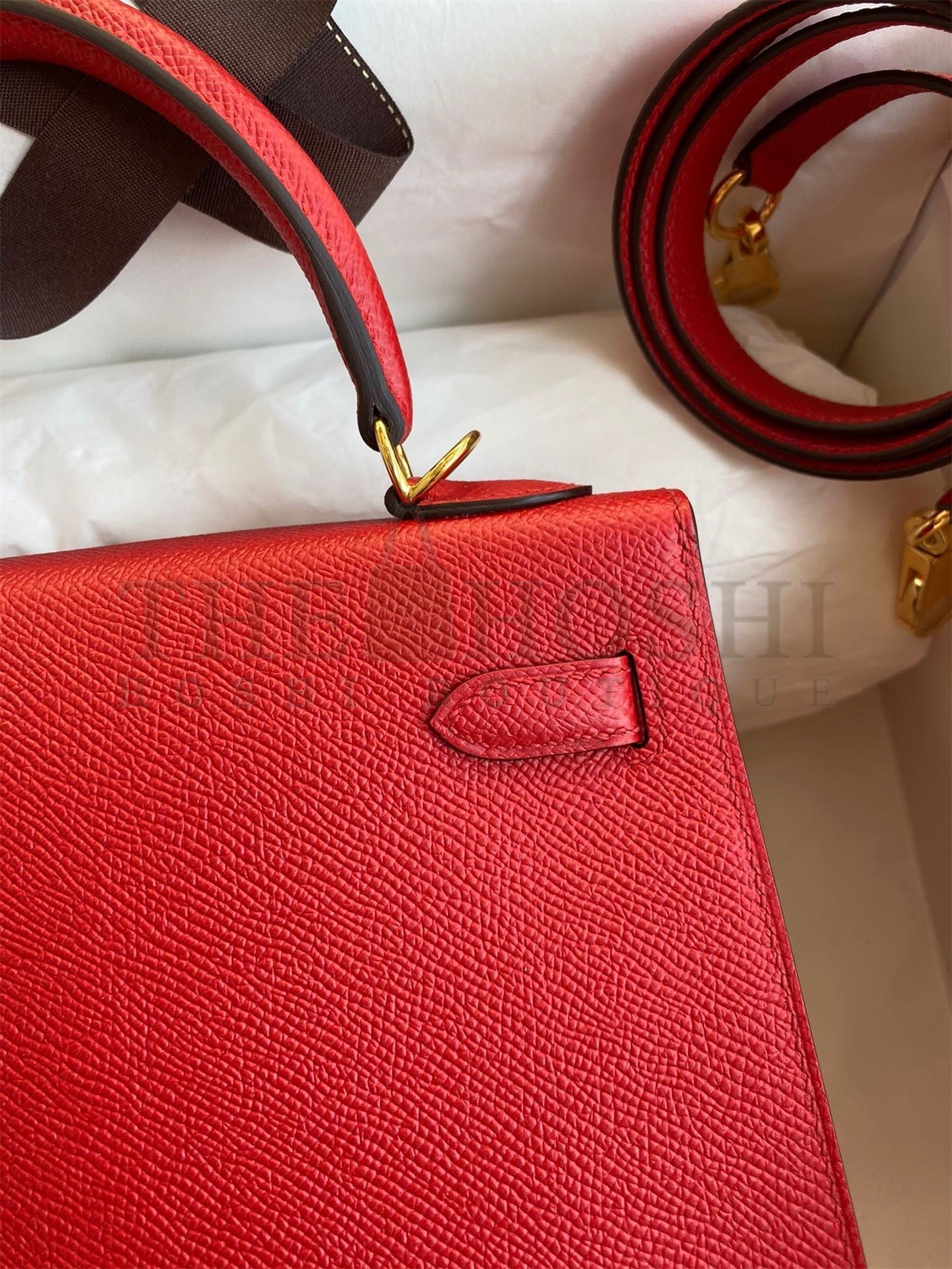 H**me5 Epsom Kelly 25cm Sellier Handmade Red Bag Master Quality